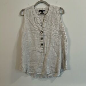 Women’s Harve Bernard gray linen sleeveless blouse size large L